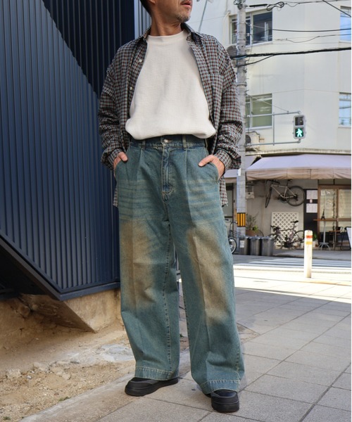 many men many mind（メニーメンメニーマインド）の「MANYMENMANYMINDS / 泥加工デニム/センタープレスパンツ（デニムパンツ・メンズ・サックスブルー/ブルー・X-LARGE/LARGE/MEDIUM）」の14枚目の写真