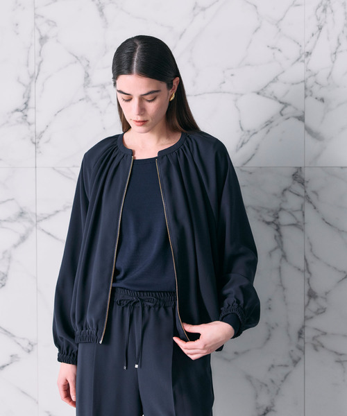 N.O.R.C(ノーク)の「バックサテンストレッチブルゾン(その他アウター・レディース・ネイビー/ホワイト・フリー)」の4枚目の写真