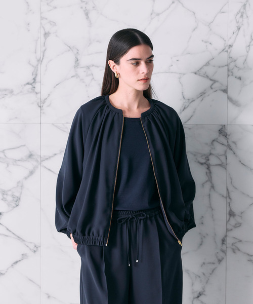 N.O.R.C(ノーク)の「バックサテンストレッチブルゾン(その他アウター・レディース・ネイビー/ホワイト・フリー)」の5枚目の写真