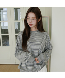 ストライプポイント刺繍スウェットTシャツ [3色]