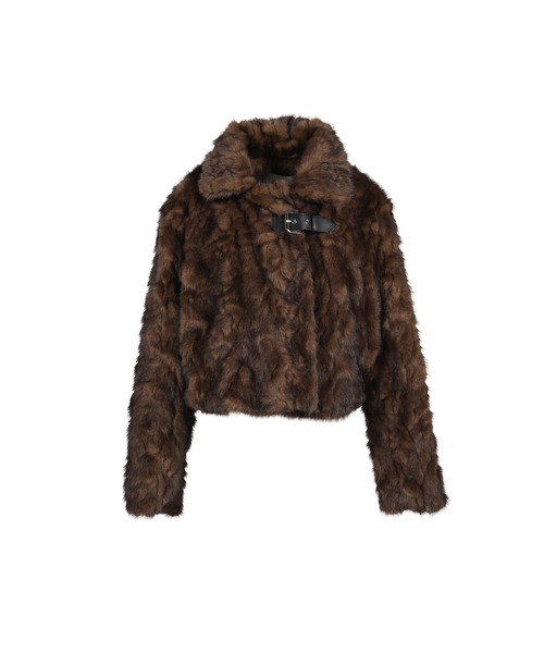 YUNSE(ユンセ)の「FAUX FUR JACKET(その他アウター・レディース・チャコールグレー/ブラウン・OS)」の1枚目の写真