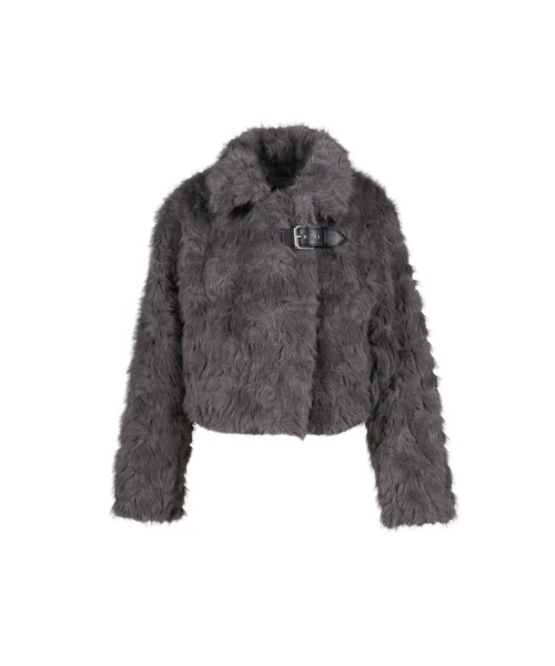 YUNSE(ユンセ)の「FAUX FUR JACKET(その他アウター・レディース・チャコールグレー/ブラウン・OS)」の2枚目の写真