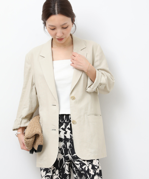JOURNAL STANDARD relume（ジャーナルスタンダード　レリューム）の「［手洗い可］リネンフィールシングルジャケット（テーラードジャケット・レディース・ブラック/ベージュ・36/38）」の16枚目の写真