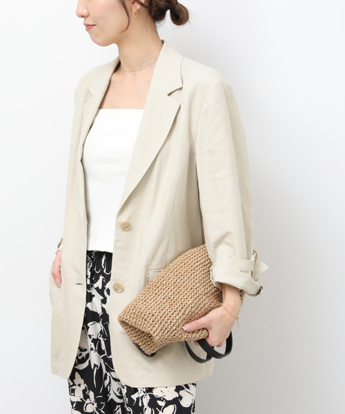 JOURNAL STANDARD relume（ジャーナルスタンダード　レリューム）の「［手洗い可］リネンフィールシングルジャケット（テーラードジャケット・レディース・ブラック/ベージュ・36/38）」の17枚目の写真