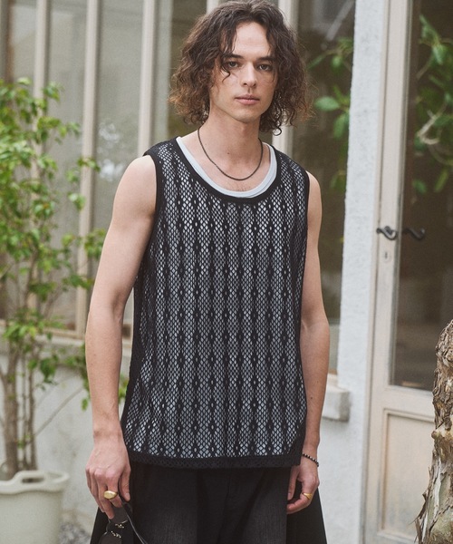 CASPER JOHN(キャスパージョン)の「Lace tank top/レースタンクトップ(タンクトップ・メンズ・ホワイト/ブラック・MEDIUM/X-SMALL/SMALL/LARGE)」の3枚目の写真
