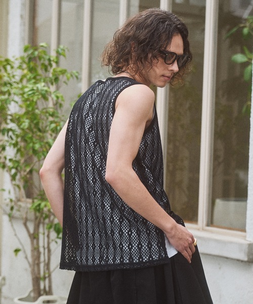 CASPER JOHN(キャスパージョン)の「Lace tank top/レースタンクトップ(タンクトップ・メンズ・ホワイト/ブラック・MEDIUM/X-SMALL/SMALL/LARGE)」の4枚目の写真