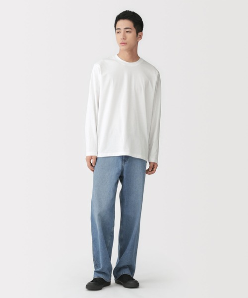 無印良品(ムジルシリョウヒン)の「紳士 天竺編みクルーネック長袖Tシャツ(Tシャツ/カットソー・メンズ・ブルー系/カーキ/スモークピンク/ブラック/グレー/ホワイト/ダークネイビー・S/L/XL/M)」の8枚目の写真