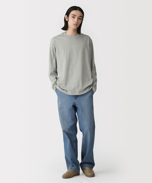 無印良品(ムジルシリョウヒン)の「紳士 天竺編みクルーネック長袖Tシャツ(Tシャツ/カットソー・メンズ・ブルー系/カーキ/スモークピンク/ブラック/グレー/ホワイト/ダークネイビー・S/L/XL/M)」の18枚目の写真