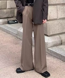 SHEPP | 【26年春新作】フレアシルエット センタープレス 美脚ワイドスラックス(スラックス)