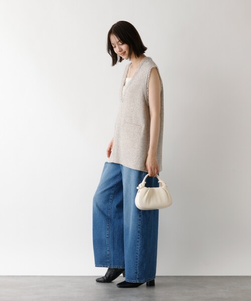 abahouse mavie(アバハウスマヴィ)の「ツイードフリンジベスト(ベスト・レディース・ライトグレー/ブラック・フリー)」の7枚目の写真