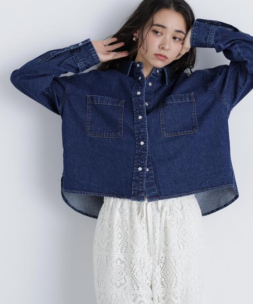 N.(N. Natural Beauty Basic)(エヌエヌナチュラルビューティーベーシック)の「クロップドデニムシャツ(シャツ/ブラウス・レディース・ネイビー/ブルー・フリ-)」の21枚目の写真