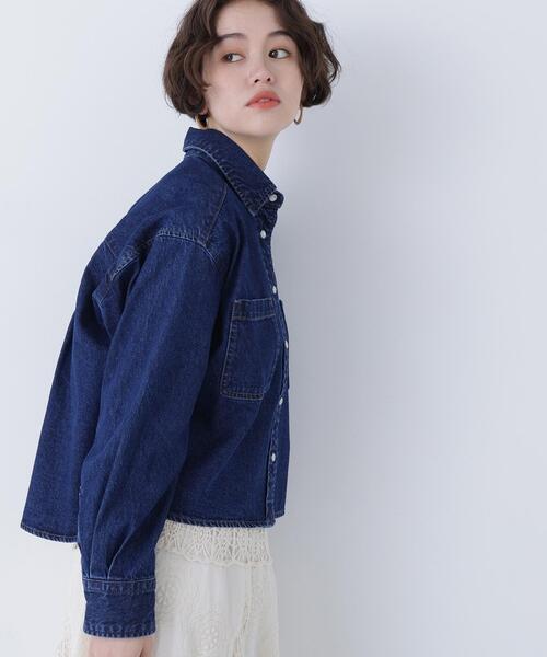 N.（N. Natural Beauty Basic）（エヌエヌナチュラルビューティーベーシック）の「クロップドデニムシャツ（シャツ/ブラウス・レディース・ネイビー/ブルー・ﾌﾘ-）」の3枚目の写真