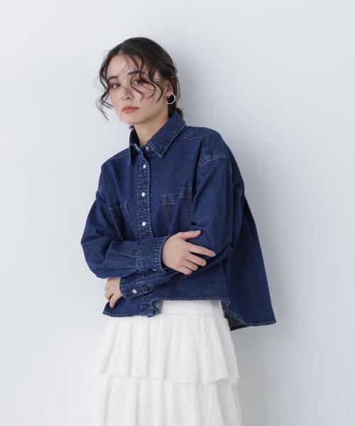 N.（N. Natural Beauty Basic）（エヌエヌナチュラルビューティーベーシック）の「クロップドデニムシャツ（シャツ/ブラウス・レディース・ネイビー/ブルー・ﾌﾘ-）」の11枚目の写真