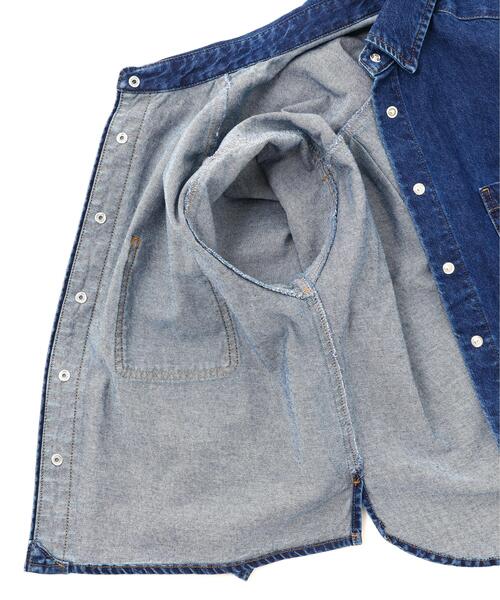 N.（N. Natural Beauty Basic）（エヌエヌナチュラルビューティーベーシック）の「クロップドデニムシャツ（シャツ/ブラウス・レディース・ネイビー/ブルー・ﾌﾘ-）」の14枚目の写真