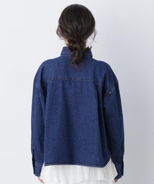N.（N. Natural Beauty Basic）（エヌエヌナチュラルビューティーベーシック）の「クロップドデニムシャツ（シャツ/ブラウス・レディース・ネイビー/ブルー・ﾌﾘ-）」の16枚目の写真