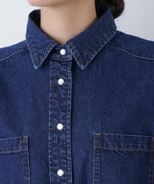 N.（N. Natural Beauty Basic）（エヌエヌナチュラルビューティーベーシック）の「クロップドデニムシャツ（シャツ/ブラウス・レディース・ネイビー/ブルー・ﾌﾘ-）」の17枚目の写真