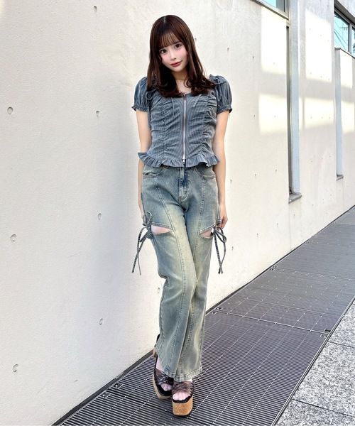 one way（ワンウェイ）の「ジップギャザーブラウス（シャツ/ブラウス・レディース・グレー系その他/ブルー系その他/ホワイト系その他・FREE）」の19枚目の写真