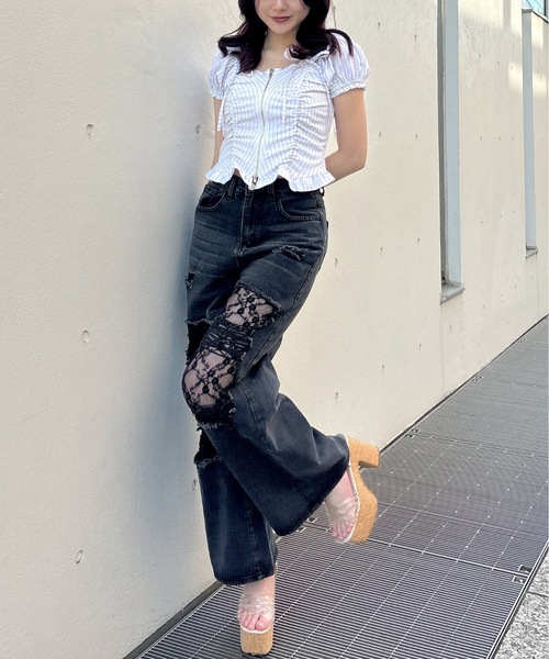 one way（ワンウェイ）の「ジップギャザーブラウス（シャツ/ブラウス・レディース・グレー系その他/ブルー系その他/ホワイト系その他・FREE）」の14枚目の写真