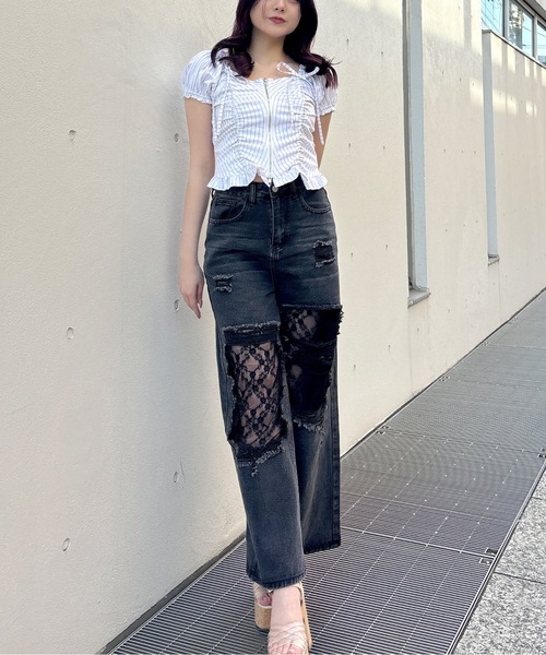 one way（ワンウェイ）の「ジップギャザーブラウス（シャツ/ブラウス・レディース・グレー系その他/ブルー系その他/ホワイト系その他・FREE）」の13枚目の写真