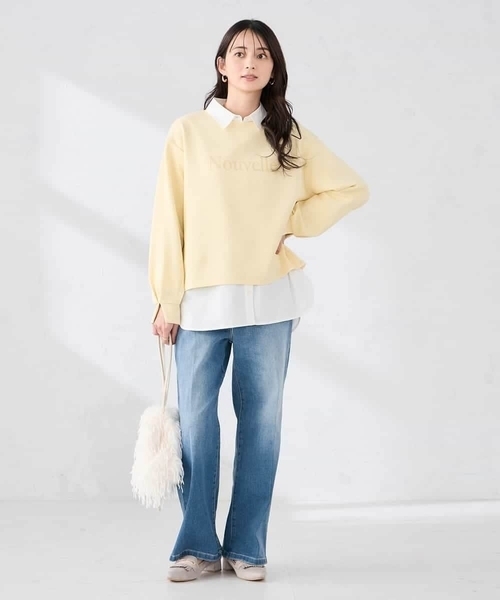 a.v.v（アーヴェヴェ）の「フロッキープリントプルオーバー（スウェット・レディース・チャコールグレー/アイボリー/クリーム・38/40）」の6枚目の写真