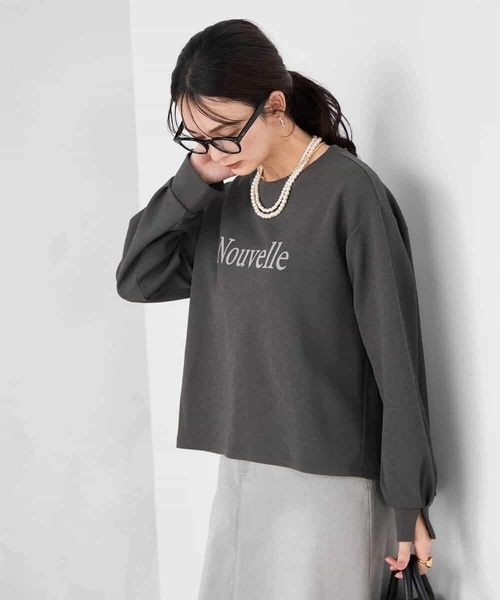 a.v.v（アーヴェヴェ）の「フロッキープリントプルオーバー（スウェット・レディース・チャコールグレー/アイボリー/クリーム・38/40）」の16枚目の写真