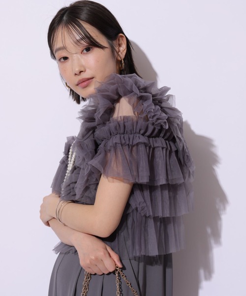 Mystrada（マイストラーダ）の「チュールアシメサロペット（その他パンツ・レディース・チャコールグレー・38/36/34）」の7枚目の写真