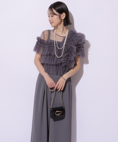 Mystrada（マイストラーダ）の「チュールアシメサロペット（その他パンツ・レディース・チャコールグレー・38/36/34）」の3枚目の写真