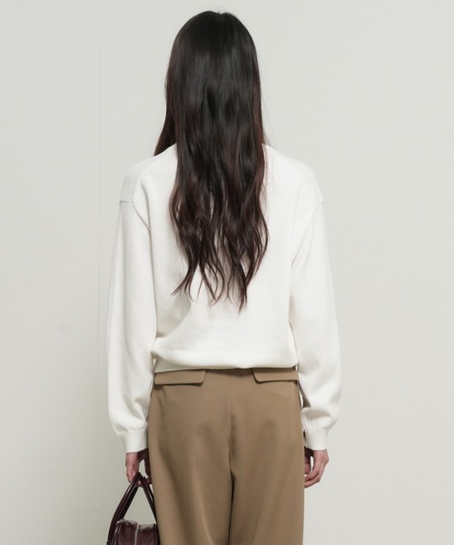 GENERAL IDEA（ジェネラルアイデア）の「【GENERAL IDEA】コットンレイヤードVネックニットプルオーバー / Cotton Layered V-Neck Knit Pullover（ニット/セーター・レディース・ホワイト/ピンク/ライトグレー・S/L/M）」の5枚目の写真