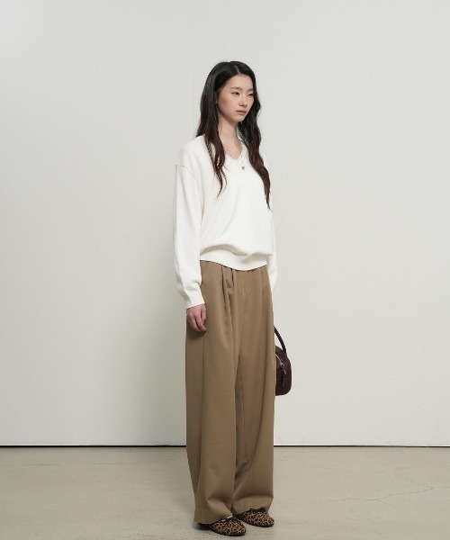 GENERAL IDEA（ジェネラルアイデア）の「【GENERAL IDEA】コットンレイヤードVネックニットプルオーバー / Cotton Layered V-Neck Knit Pullover（ニット/セーター・レディース・ホワイト/ピンク/ライトグレー・S/L/M）」の8枚目の写真