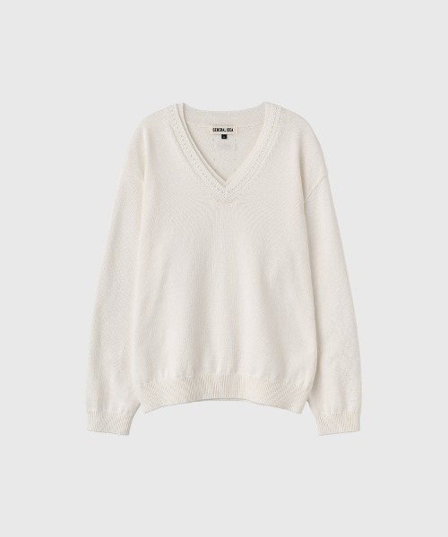 GENERAL IDEA（ジェネラルアイデア）の「【GENERAL IDEA】コットンレイヤードVネックニットプルオーバー / Cotton Layered V-Neck Knit Pullover（ニット/セーター・レディース・ホワイト/ピンク/ライトグレー・S/L/M）」の9枚目の写真
