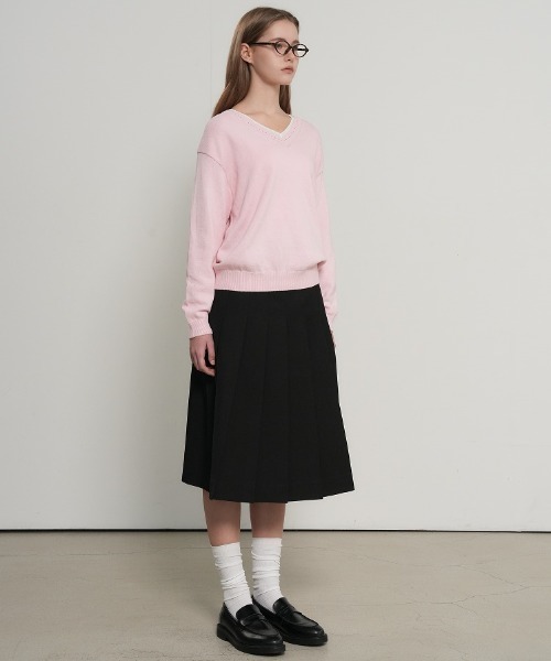 GENERAL IDEA（ジェネラルアイデア）の「【GENERAL IDEA】コットンレイヤードVネックニットプルオーバー / Cotton Layered V-Neck Knit Pullover（ニット/セーター・レディース・ホワイト/ピンク/ライトグレー・S/L/M）」の20枚目の写真