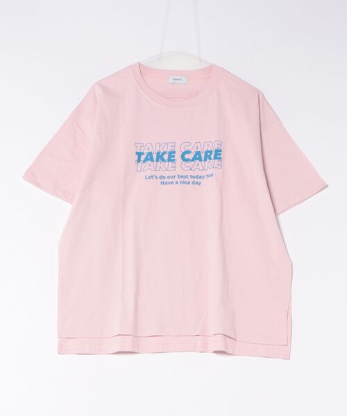 undeny.(アンディニ-)の「アンディニー TAKE CARE Tシャツ(Tシャツ/カットソー・レディース・ピンク/サックスブルー・F)」の2枚目の写真
