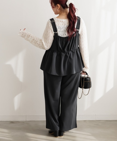 CLETTE(クレット)の「CLETTEオリジナルリップルビスチェ&ワイドパンツセットアップ(ワンピース・レディース・ブラック/チャコールグレー/ブラウン・4L/3L/LL)」の7枚目の写真