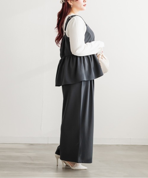 CLETTE(クレット)の「CLETTEオリジナルリップルビスチェ&ワイドパンツセットアップ(ワンピース・レディース・ブラック/チャコールグレー/ブラウン・4L/3L/LL)」の11枚目の写真