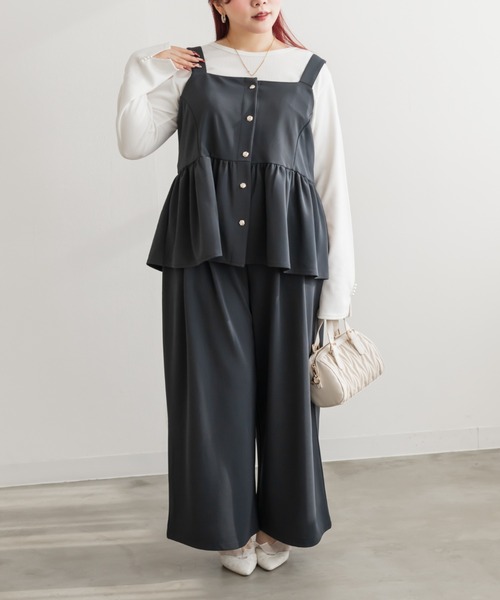 CLETTE(クレット)の「CLETTEオリジナルリップルビスチェ&ワイドパンツセットアップ(ワンピース・レディース・ブラック/チャコールグレー/ブラウン・4L/3L/LL)」の8枚目の写真