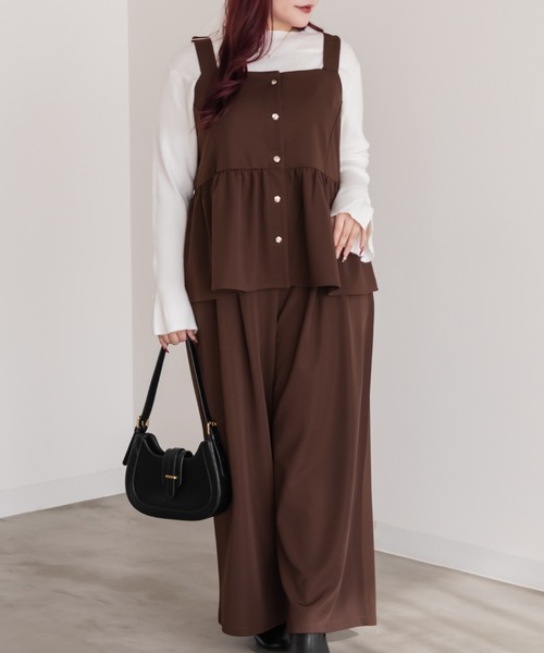 CLETTE(クレット)の「CLETTEオリジナルリップルビスチェ&ワイドパンツセットアップ(ワンピース・レディース・ブラック/チャコールグレー/ブラウン・4L/3L/LL)」の12枚目の写真
