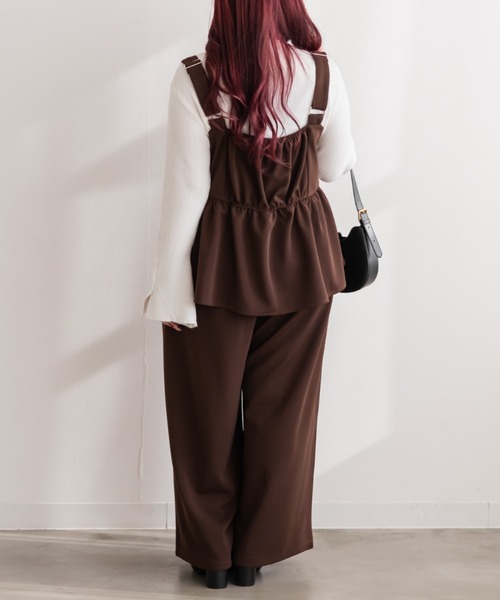 CLETTE(クレット)の「CLETTEオリジナルリップルビスチェ&ワイドパンツセットアップ(ワンピース・レディース・ブラック/チャコールグレー/ブラウン・4L/3L/LL)」の15枚目の写真