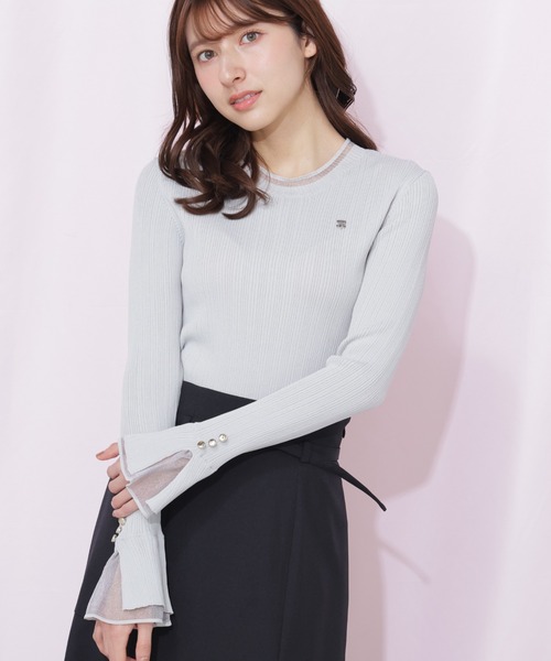JILL by JILL STUART(ジルバイジルスチュアート)の「袖シアースリットニット(ニット/セーター・レディース・ピンク/ブラック/グレー/ホワイト・FREE)」の4枚目の写真