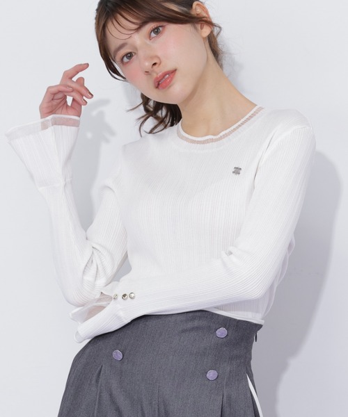 JILL by JILL STUART(ジルバイジルスチュアート)の「袖シアースリットニット(ニット/セーター・レディース・ピンク/ブラック/グレー/ホワイト・FREE)」の2枚目の写真
