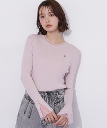 袖シアースリットニット