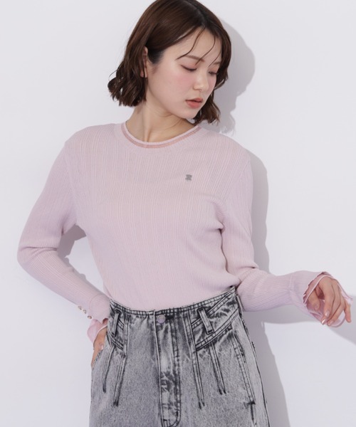 JILL by JILL STUART(ジルバイジルスチュアート)の「袖シアースリットニット(ニット/セーター・レディース・ピンク/ブラック/グレー/ホワイト・FREE)」の8枚目の写真