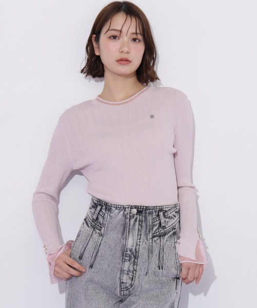 JILL by JILL STUART(ジルバイジルスチュアート)の「袖シアースリットニット(ニット/セーター・レディース・ピンク/ブラック/グレー/ホワイト・FREE)」の6枚目の写真