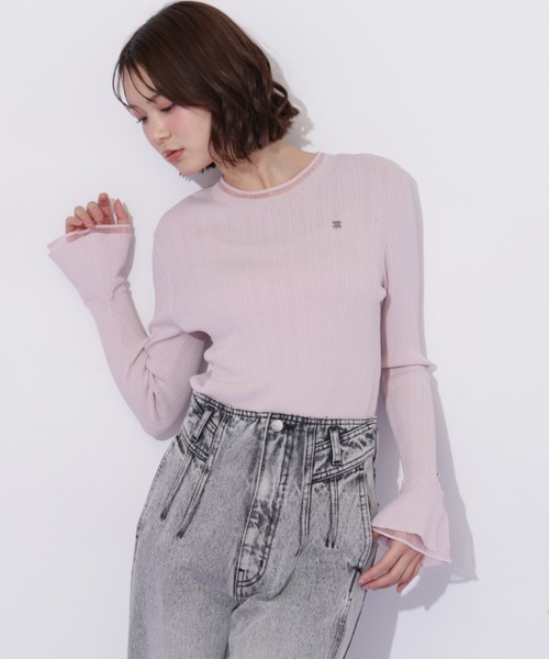 JILL by JILL STUART(ジルバイジルスチュアート)の「袖シアースリットニット(ニット/セーター・レディース・ピンク/ブラック/グレー/ホワイト・FREE)」の9枚目の写真