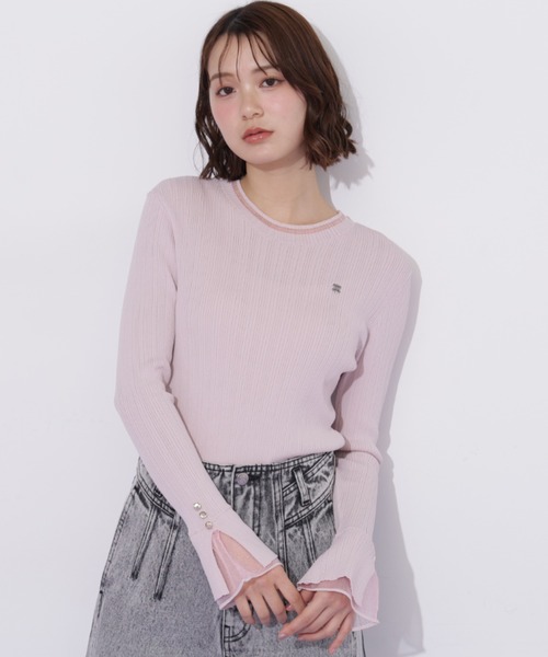 JILL by JILL STUART(ジルバイジルスチュアート)の「袖シアースリットニット(ニット/セーター・レディース・ピンク/ブラック/グレー/ホワイト・FREE)」の5枚目の写真
