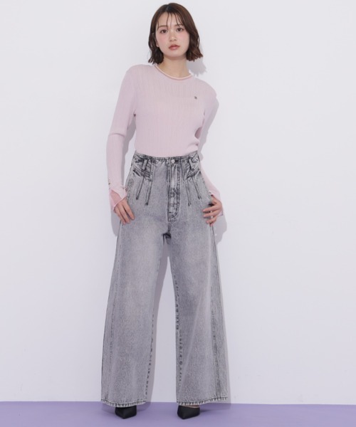 JILL by JILL STUART(ジルバイジルスチュアート)の「袖シアースリットニット(ニット/セーター・レディース・ピンク/ブラック/グレー/ホワイト・FREE)」の11枚目の写真