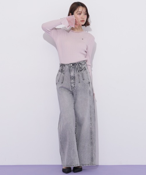 JILL by JILL STUART(ジルバイジルスチュアート)の「袖シアースリットニット(ニット/セーター・レディース・ピンク/ブラック/グレー/ホワイト・FREE)」の14枚目の写真