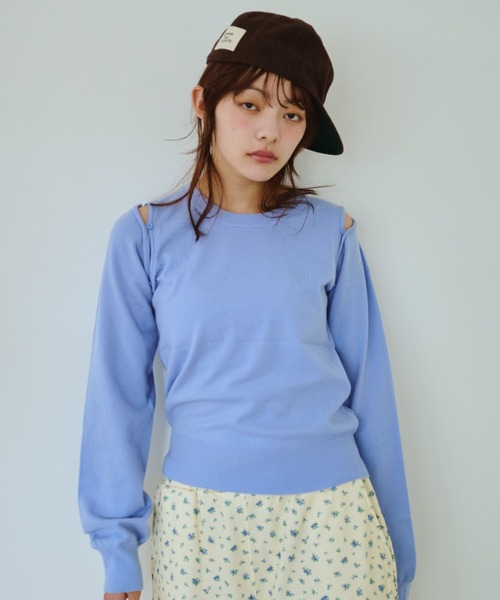 common gull products.（コモンガルプロダクツ）の「脱ぎかけのニット（ニット/セーター・レディース・ネイビー/ブルー系/ピンク系・SMALL/MEDIUM/LARGE）」の3枚目の写真