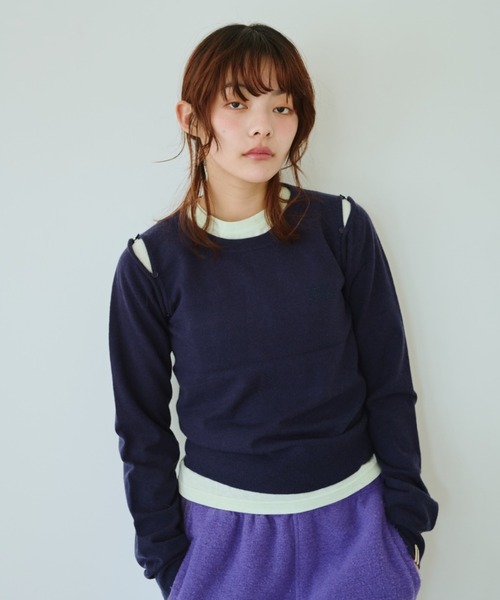 common gull products.（コモンガルプロダクツ）の「脱ぎかけのニット（ニット/セーター・レディース・ネイビー/ブルー系/ピンク系・SMALL/MEDIUM/LARGE）」の2枚目の写真