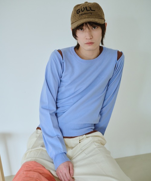 common gull products.（コモンガルプロダクツ）の「脱ぎかけのニット（ニット/セーター・レディース・ネイビー/ブルー系/ピンク系・SMALL/MEDIUM/LARGE）」の17枚目の写真