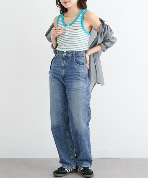 Healthknit(ヘルスニット)の「【Healthknit】26SS Multi Border Waffle Henley Tanktop 681(タンクトップ・レディース・アイボリー系1/ライム/ブラウン系1・FREE)」の21枚目の写真